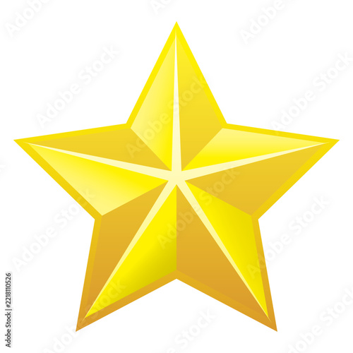 3D glossy yellow star icon, golden shiny star symbol isolated on white background. Perfect for rating, success, award, achievement, customer review, Christmas decoration, and graphic design elements.