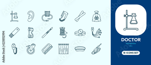 Medical and laboratory equipment icons for doctor's office