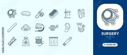 Surgery and medical procedure line icons collection
