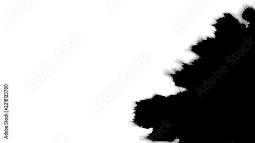 black ink drop splat from the right side in white background 4k