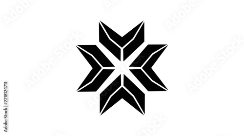 Minimalist black geometric star logo icon isolated on transparent