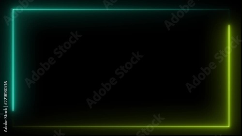 Neon glowing frame border with dynamic cyan and lime light motion effect
