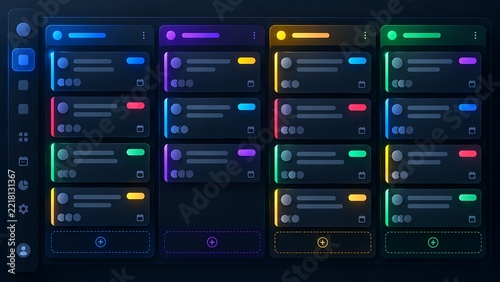 Modular Agile Kanban Task Board User Interface Layout with Status Columns