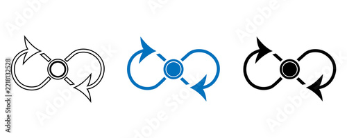 Circular Arrows and Central Circle Recycle Motion Symbol Vector Set