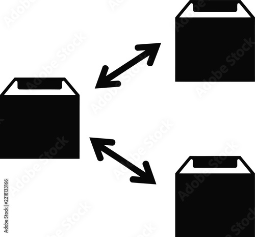 Three Boxes Connected by Arrows Icon containers storage