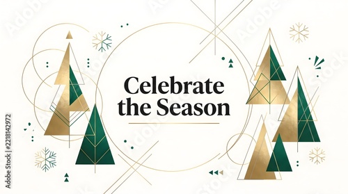 Modern Geometric Christmas Business Card with Celebrate the Season Message