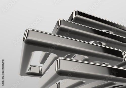 abstract 3d metallic shapes. structure. form.