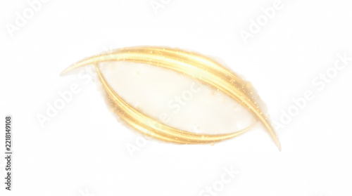 Golden light streaks swirling around delicate pollen grains during dawn isolated on transparent background