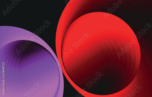 Abstract red and purple gradient vector graphic with layered circular arcs for contemporary branding