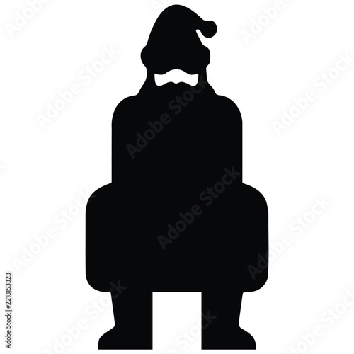 Santa claus sitting on chair silhouette isolated on white background for holiday designs.
