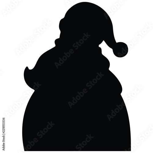 Simple santa claus head silhouette icon for christmas holiday season graphic projects.
