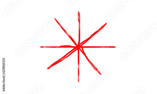 Handdrawn red starburst symbol isolated on transparent background