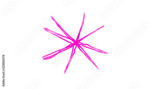 Handdrawn pink star shape isolated on transparent background