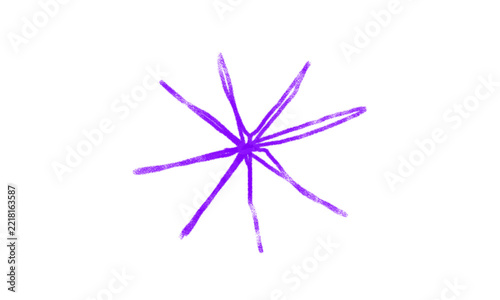 Handdrawn purple star shape isolated on transparent background