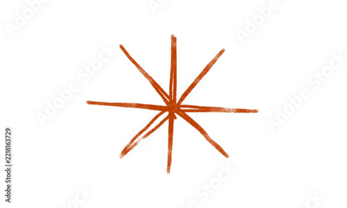 Handdrawn orange starburst shape isolated on transparent background
