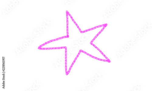 Handdrawn pink star outline isolated on transparent background