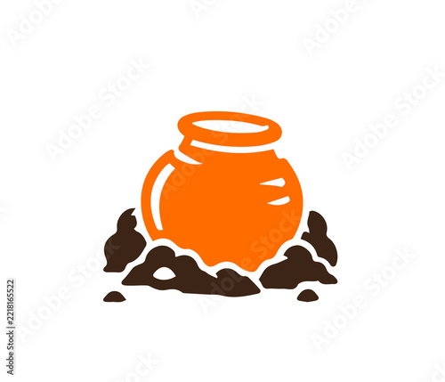 Ancient Clay Pot Archaeological Artifact Discovery Icon