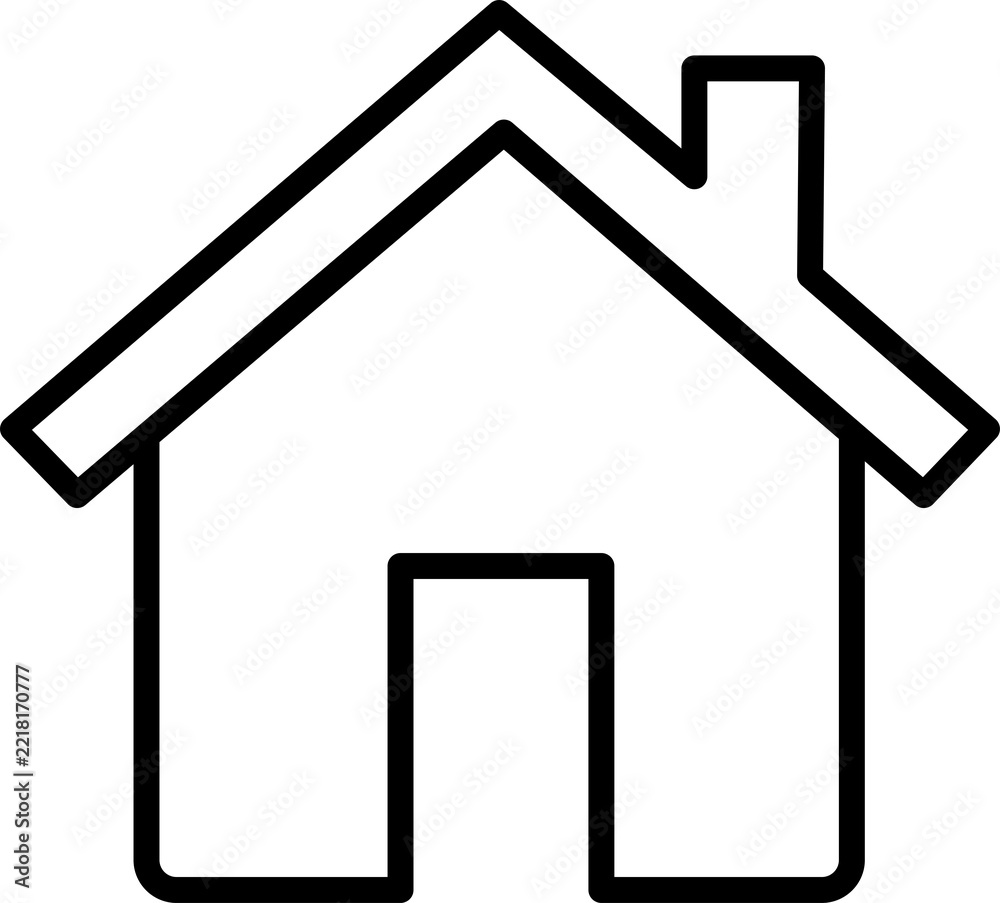 Fototapeta premium Simple house outline icon with chimney during bright daylight isolated on transparent background