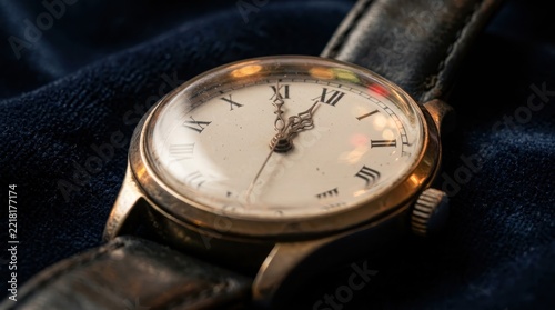 Happy New Year countdown clock on a vintage watch