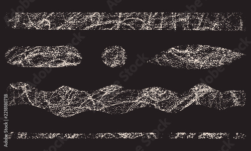 Chalk grunge textured brush strokes and design elements set vector