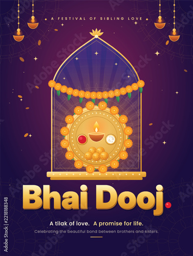 Two Traditional Oil Lamps Lit for the Celebration of Bhai Dooj Festival