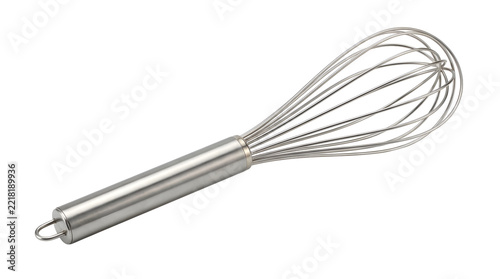 Stainless steel kitchen wire whisk isolated on transparent background