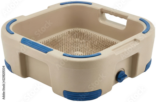 Obraz na plátně Plastic garden soil sifter on black background.