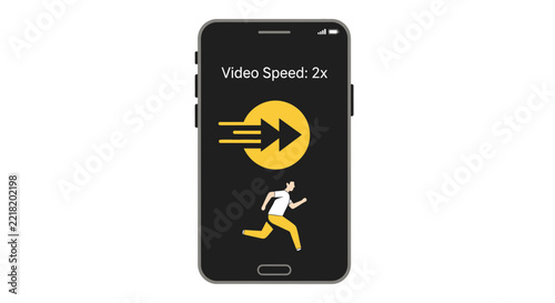 Smartphone Interface with 2x Video Playback Speed Setting and Fast Forward Icon Design