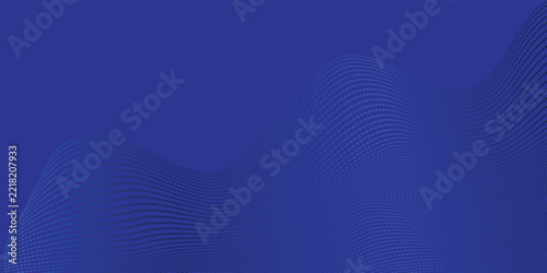 Abstract Dark Blue Background with Wavy Halftone Dotted Line Mesh Vector