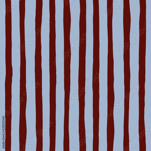 Hand drawn burgundy red and dusty blue vertical stripes Christmas background