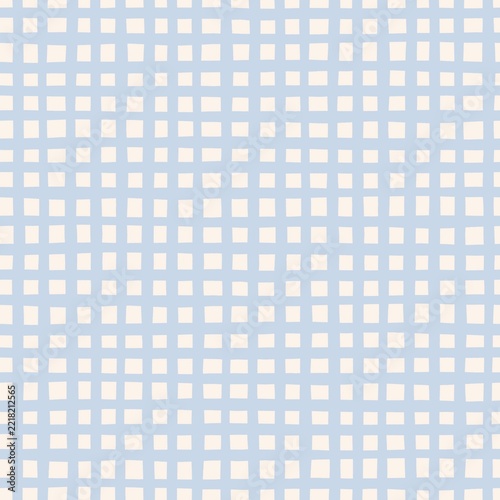 Hand drawn Christmas check pattern in blue and white