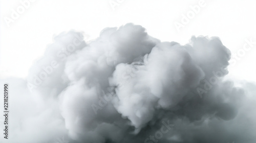 Dense Smoke and Cloud Puff Isolated on White Background