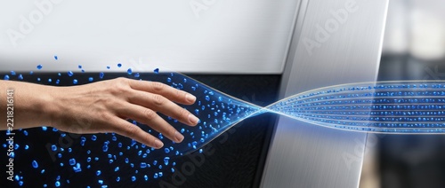 Human Hand Organizing Scattered Data Particles into a Structured Digital Workflow Stream