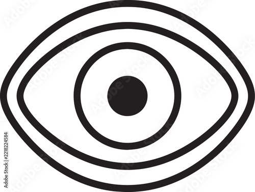 Simple black and white eye icon representing vision and sight