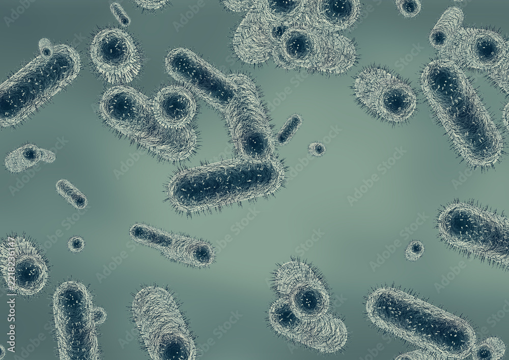 Fototapeta premium Scientific visualization of the bacterium Yersinia pestis, the pathogen responsible for pneumonic plague or the Black Death, a severe respiratory infection.