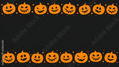 Halloween card frame with pumpkins pattern and empty copy space
