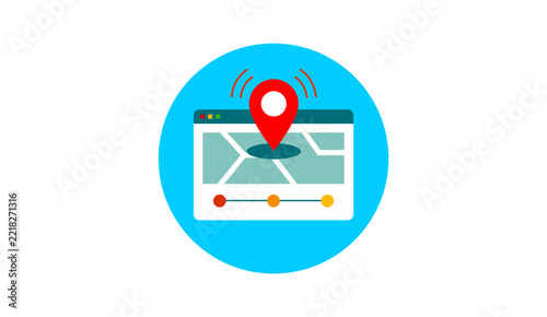 Web Map Navigation Icon with Location Pin Pinpoint Vector Illustration