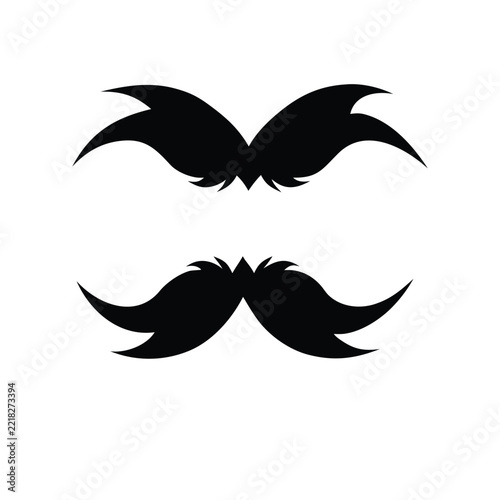 gothic bat and moustache silhouette set 