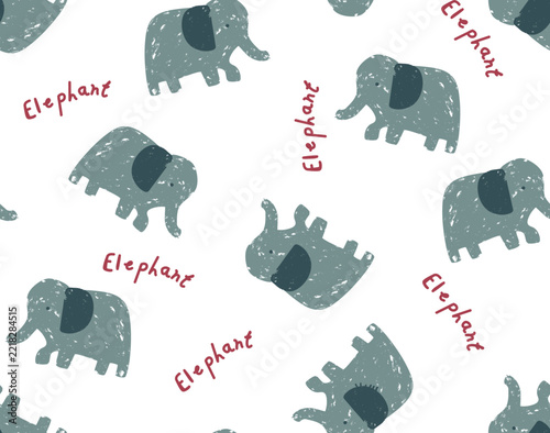 Photography Seamless pattern with green elephants vector.