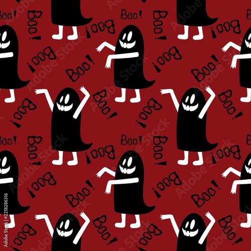 Halloween ghost cute cartoon seamless pattern for wrapping paper and fabrics and kids clothes print and packaging