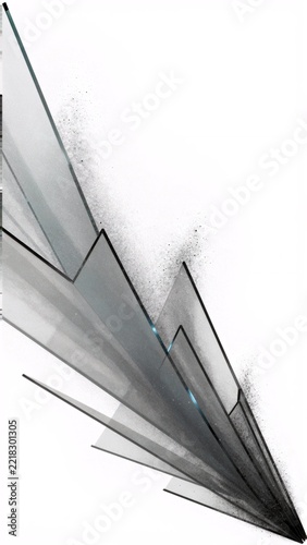 digital art piece appears abstract composition composed multiple lines shapes arranged way creates sense movement depth lines black white areas being lighter others being darker shapes overlapping
