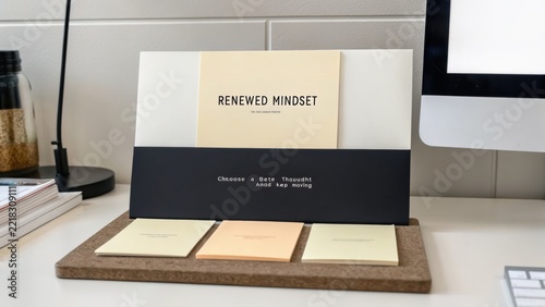 Organized Workspace with Stationery for Positive Thinking and Growth