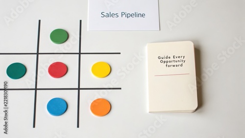 Sales Pipeline Strategy with Game Board and Notepad for Planning