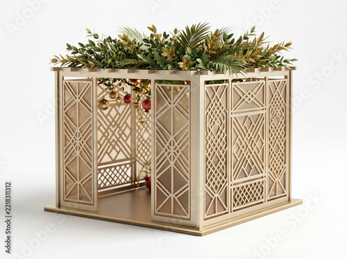 Sukkah Isolated – Traditional Jewish Holiday Shelter, Sukkot Architecture and 3D Design