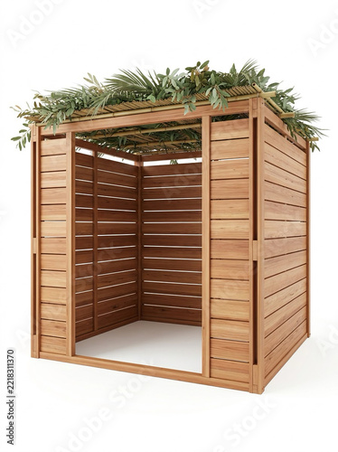 Sukkah Isolated – Traditional Jewish Holiday Shelter, Sukkot Architecture and 3D Design