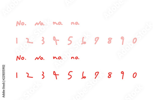 手書きの数字とナンバーのセット かわいい手描きイラスト素材