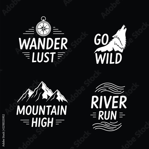 Adventure Travel Themed Graphic Design Elements.
