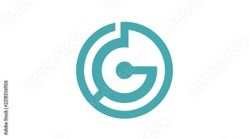 A minimalist teal circular graphic design element on a white background