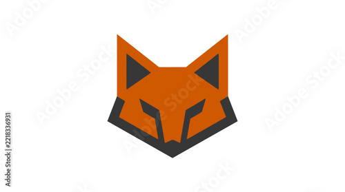 A minimalist graphic illustration of a stylized orange fox head icon
