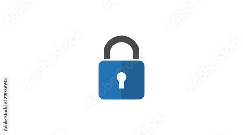 A simple blue padlock icon isolated on a clean white background